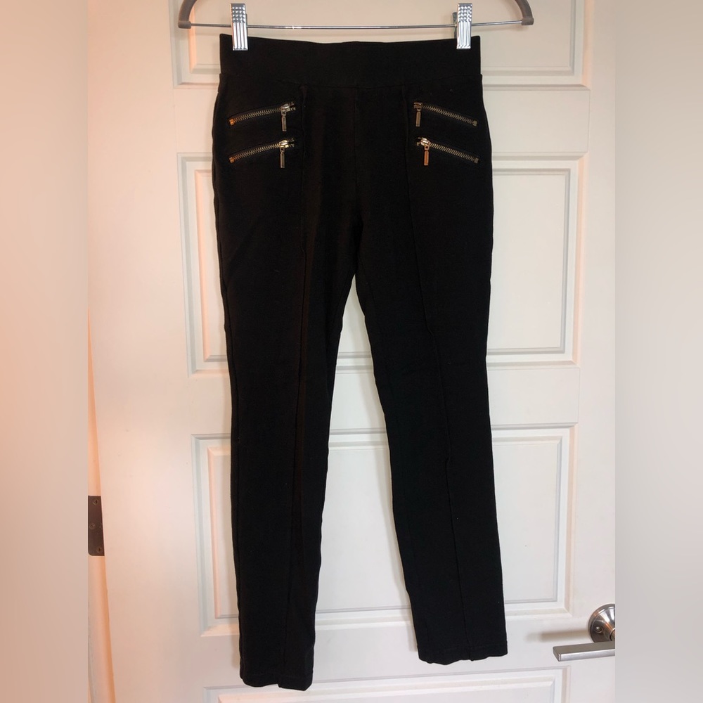 Pleated zipper dressy leggings